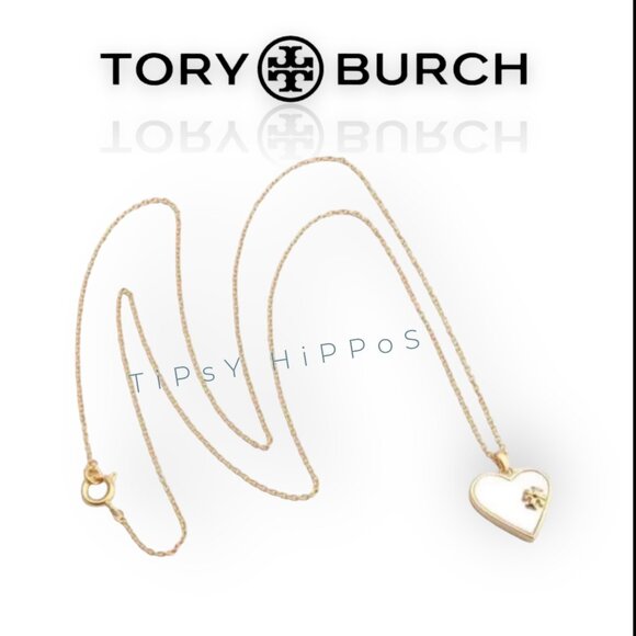 Tory Burch Mother of Pearl HeartEarrings & Necklace - Picture 3 of 7